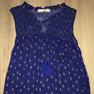 Flowy Tassele Blue Tank Top